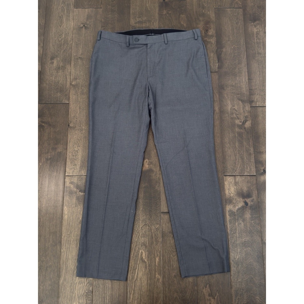 Calvin Klein Mens Grey Stretch Flat Front Dress Pants Trousers Size 36X30 Pocket